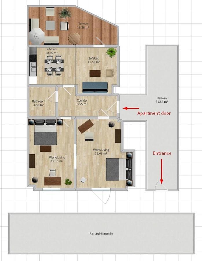 90sqm 2br Design Gem - Outdoor Terrace Appartement Berlijn